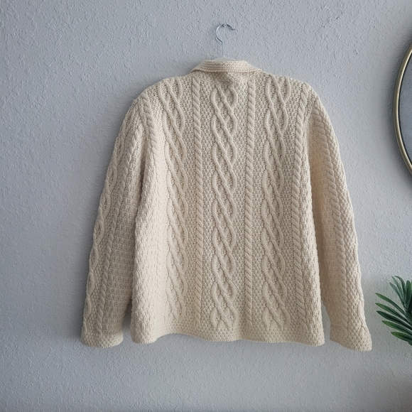 Paul James England Wool Handmade Chunky Button Down Collared Fisherman Sweater - Picture 7 of 15